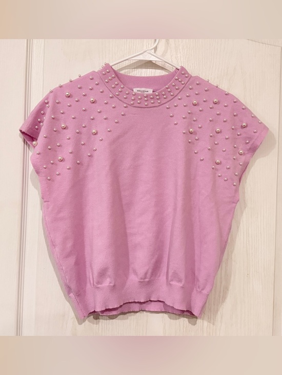 Anniewear Tops - FINAL PRICE AnnieWear Lavender Pearl-Embellished Cap-Sleeve Sweater